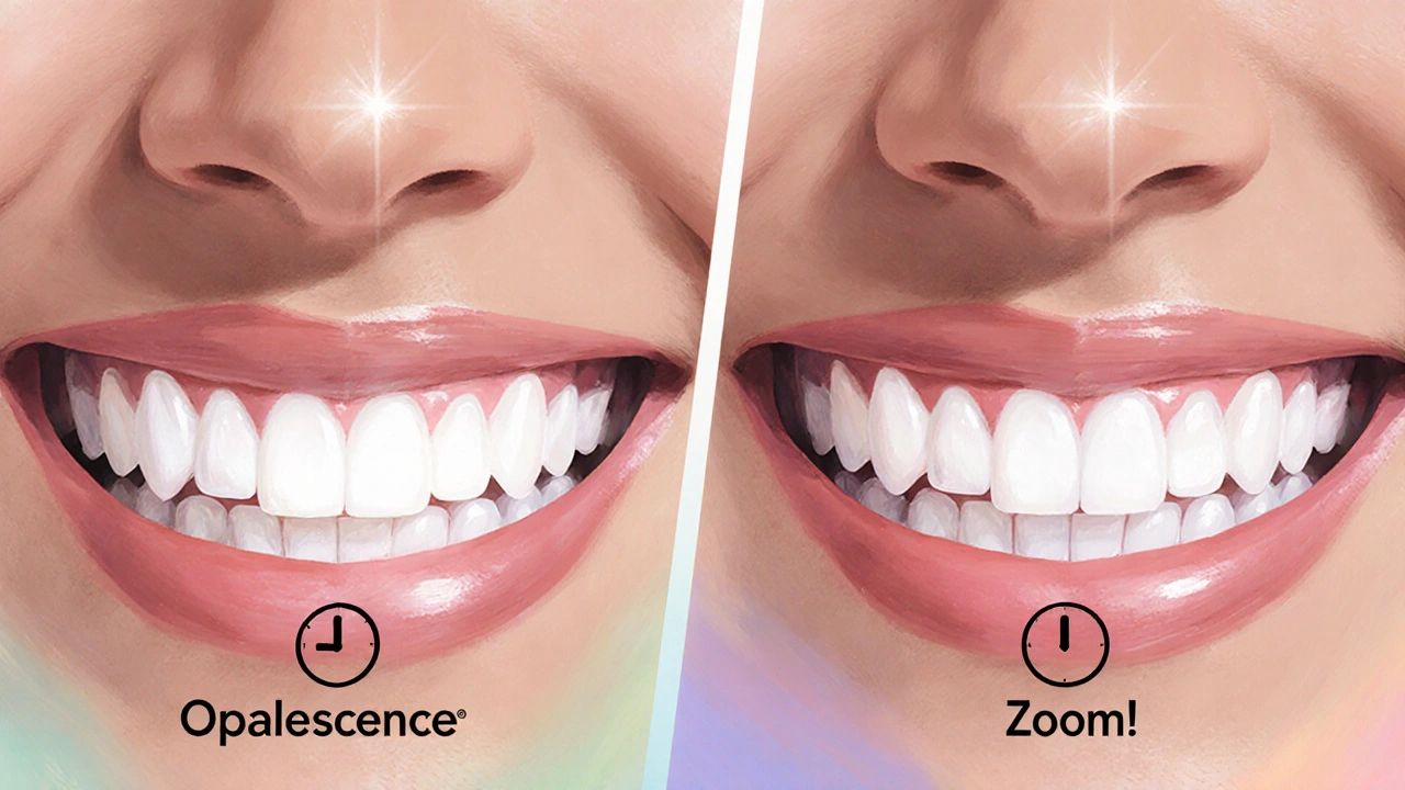 Porovnání dvou úsměvů: stabilní bělost po Opalescence a mírný pokles po Zoom!