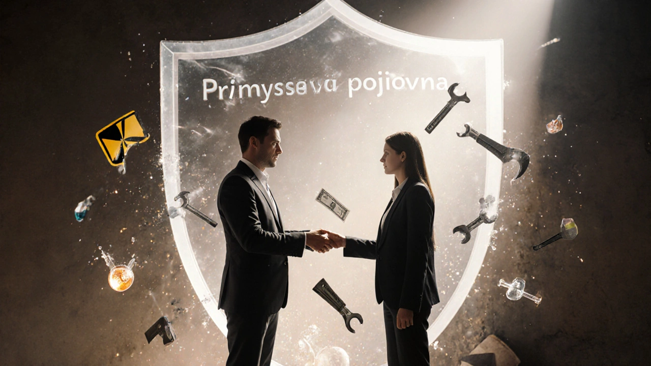 Průmyslová pojišťovna chrání dělníka před průmyslovými nebezpečími, i když firma zkrachuje.