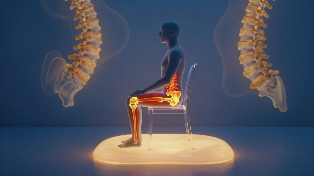 Koncepční obrázek ukazující rozložení tlaku na tvrdém povrchu versus měkké podložce s tepelnými mapami.