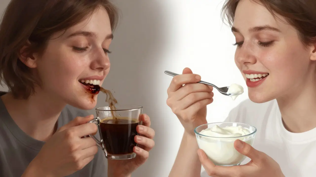 Dva scénáře: tmavé skvrny na zubech vs. bílé zuby po čekání.