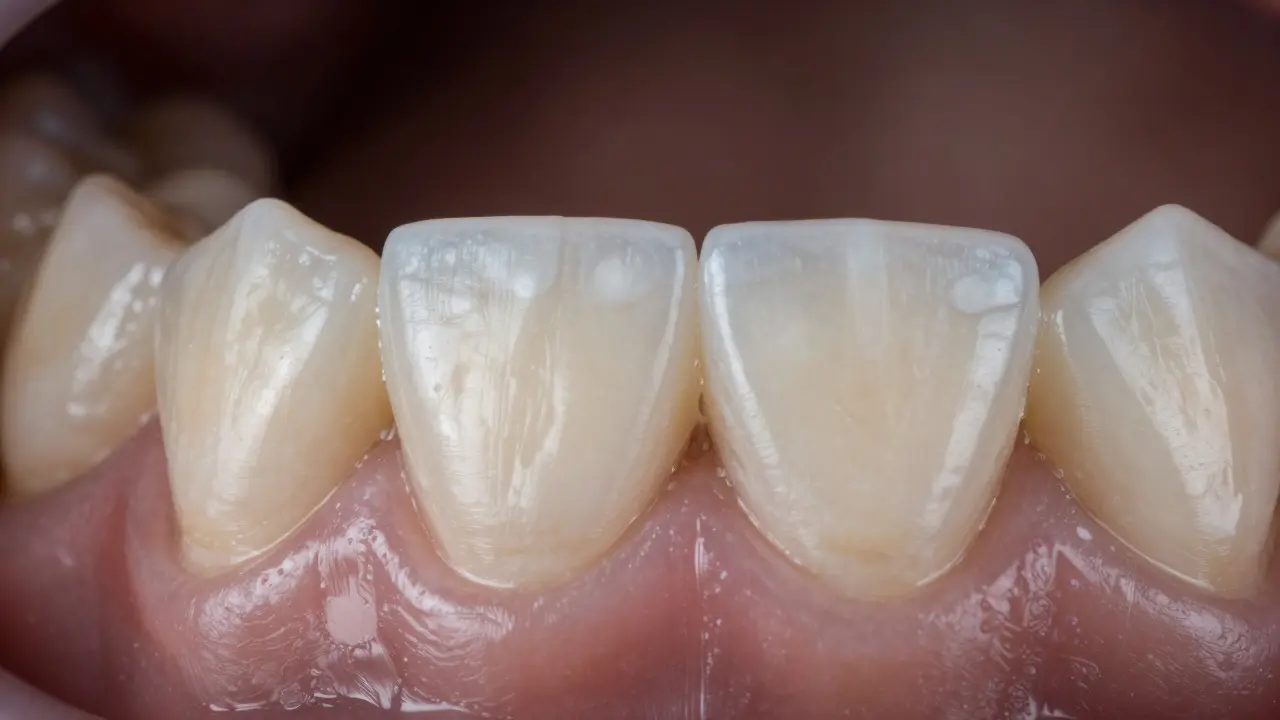 Bílé skvrny na zubech v místě bývalých brackety