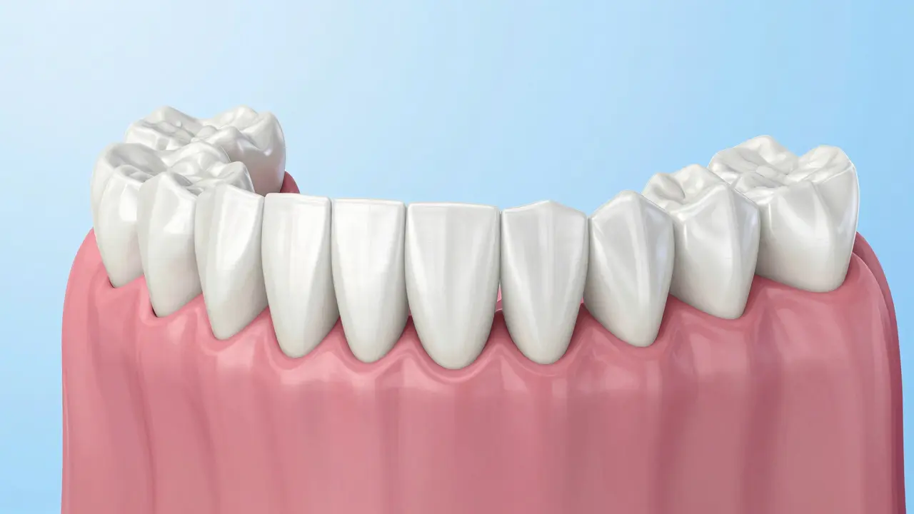 3D ilustrace čelistí znázornující stmíky, premoláry a moláry.