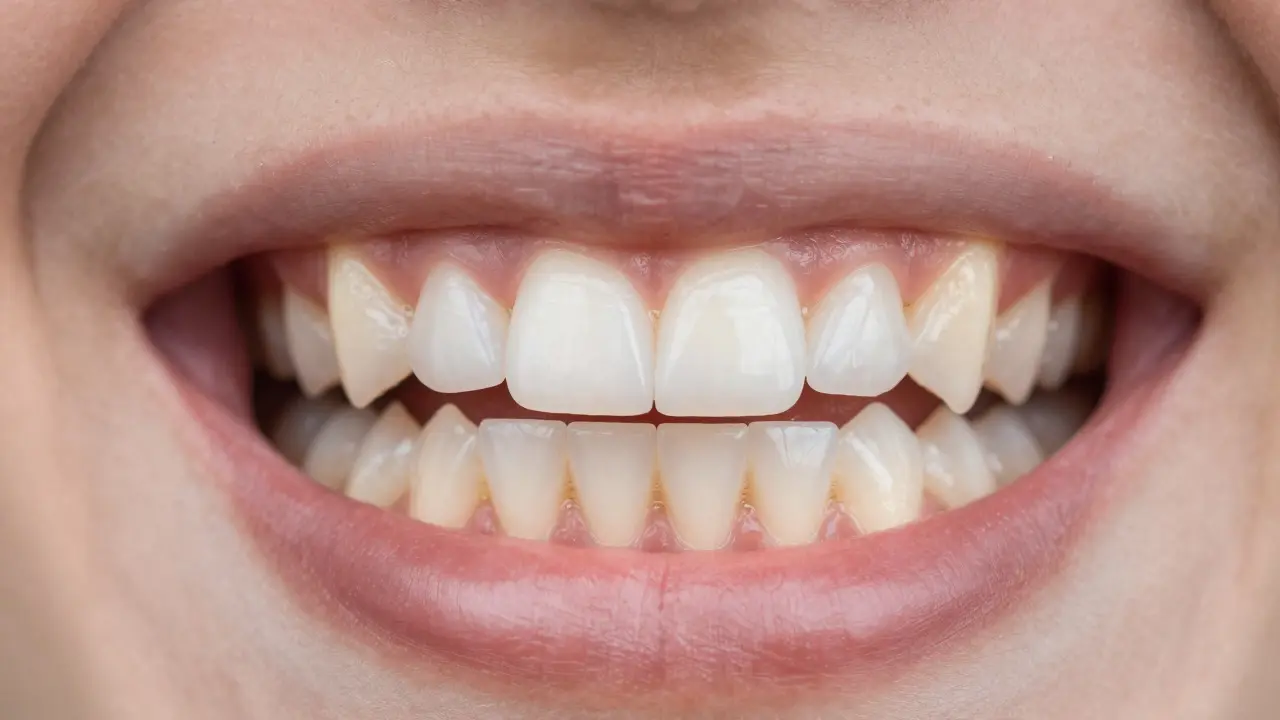 Detailní záběr na různé typy zubů v úsměvu