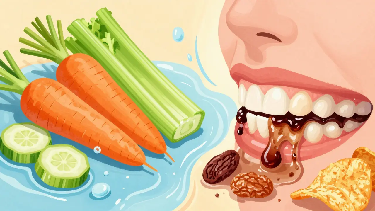 Ilustrace vlivu stravy na tvorbu zubního plaku a kamene
