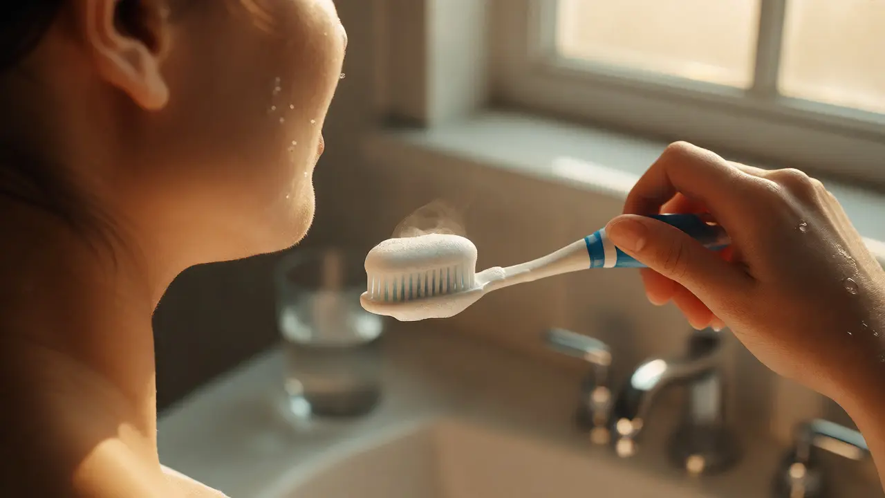 Čištění zubů fluoridovou pastou před bělením