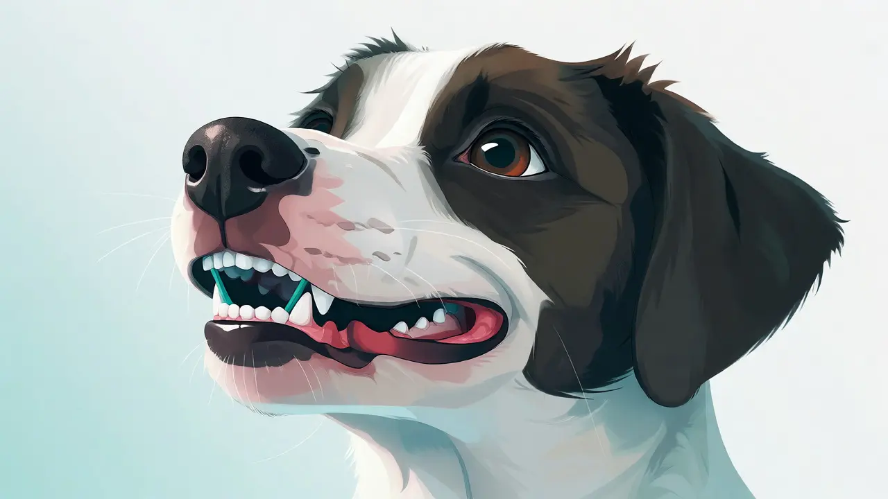 Ilustrace ortodontické léčby podkusu pomocí gumového pásku